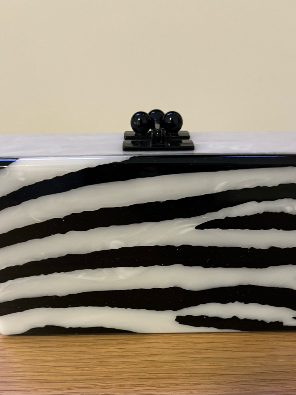 Eddie Parker Black & White Zebra Resin Clutch